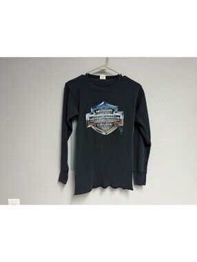 RARE Chrome 3D Emblem Harley Davidson Thermal Shirt Medium